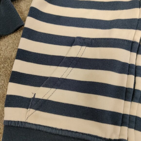 H&M Boy's Striped Hoodie Blue White Size 2-4 Years Old Organic Cotton - Picture 2 of 5